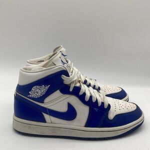 Womens Sz 7.5 Nike Air Jordan 1 Mid W Kentucky Blue White/Blue Shoes BQ6472-104